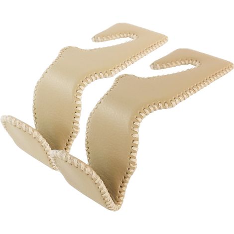 Juego de 2 ganchos para reposacabezas para bolsos y carteras, asiento trasero de coche, gancho de almacenamiento de cuero beige