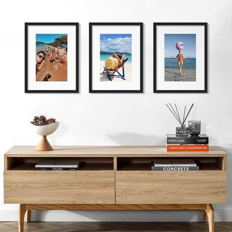 Set mit 3 Bilderrahmen, 30 x 40 cm, schwarzer Rahmen, Bilderrahmen für Fotos, Poster (1/4)