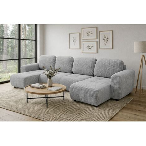 Wohnlandschaft mit Schlaffunktion BRUSK Sofa in Stoff Pop Hellgrau (1/5)