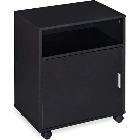 Cassettiera da ufficio mobile con 3 scomparti dimensioni 40 x 45 x 50 cm pratico contenitore in melamina nero 130009882