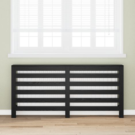 Heizkörperabdeckung Schwarz Eichen-Optik 175 x 20 x 82 cm