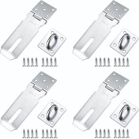 Hasp Padlock Holder, Padlock Latch, Exterior Door Latch, 4 Pcs Padlock Door Latch, Door Latch with Screws, Door Padlocks for Doors, Cabinets (1/5)