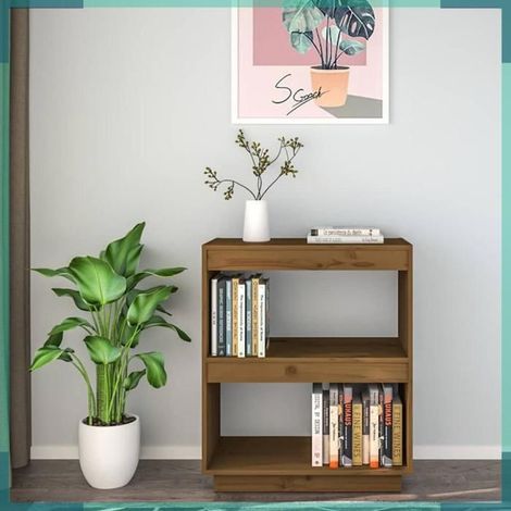 810862 Bibliothèque Marron miel 60x35x71 cm Bois de pin massif (1/5)