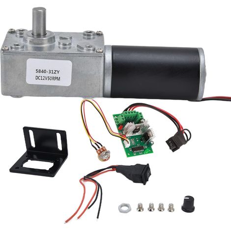 12V DC Gear Motor and PWM Driver Kit, Motor Series 20-400 RPM, Speed Reduction Motor with 8MM D Shaft(50rpm),Gear Motor (1/5)