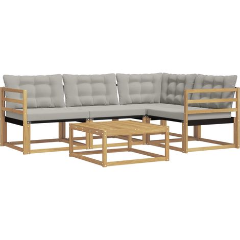 Set di divani da esterno 5 pcs Bianco e Grigio Chiaro vidaXL