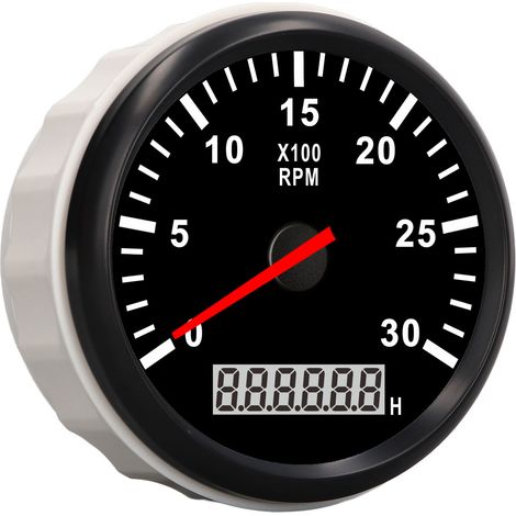 Compteur de vitesse 85mm 3000RPM IP67 étanche, tachymètre avec compteur d'heures LCD rétroéclairage rouge, pour voiture camion bateau (1/5)