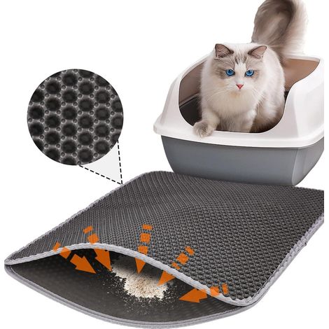 Tapis pour litière - 1, Chat motif alvéolé 60x40cm bac à litière - Animaux (1/5)
