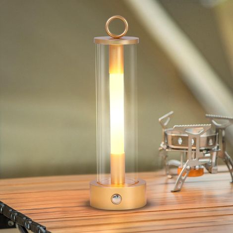 Lampe de Table Extérieur Sans Fil,LED lampe table Rechargeable,3 modes d'éclairage Dimmable,Lampe de camping a piles pour l'extérieur,Intérieure,Jardin,restaurants