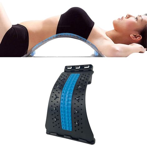 Correcteur De Posture De Civière Dorsale, Planche De Massage du Dos Niveau Réglable Lombaire Back Cracker Stretcher Board Spine Deck Pour Hernie Discale(4 Level-Bleu et Noir)