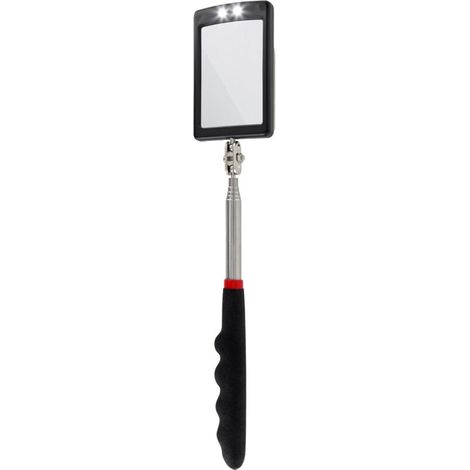 Ultra-thin LED telescopic mirror - Battery included - Very clear - Extendable up to 88 cm - Double ball joint - Non-slip handle
