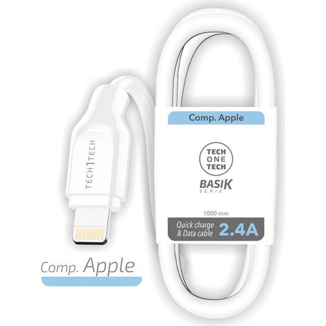 USB-A auf Lightning Kabel (2,4A 5V kompatibel mit Apple Geräten) 1 Meter lang weiß (1/2)