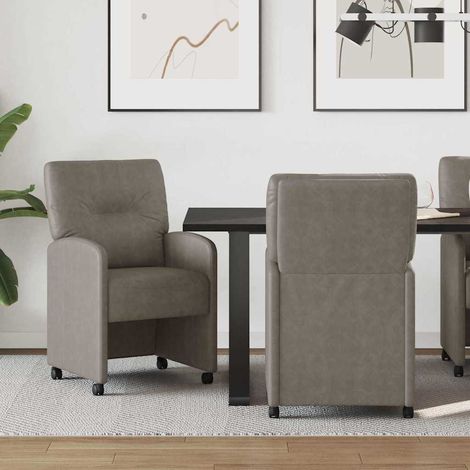 Esszimmerstühle mit Rollen 2 pcs Grau 57 x 67 x 95 cm