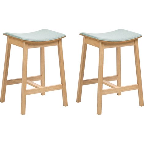 Conjunto de 2 sillas de bar asiento tapizado taburetes marrón claro y verde menta Dixon