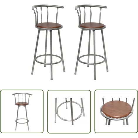 The Living Store Tabourets de bar lot de 2 marron acier - Tabouret De Bar - Tabourets De Bar - Chaise Haute - Meubles De Cuisine - Mobilier Moderne (1/5)