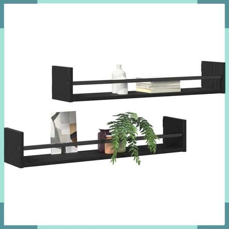 Étagère murale - 869087 - Chêne noir - 80 x 16 x 14 cm - Lot de 2 (1/5)