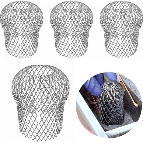 Lntyq Protection de gouttière, lot de 4, tamis de gouttière, protection de gouttière en métal pour gouttières, filtre à feuilles, tuyau de descente, tamis de drainage, Aluminium, Argenté, 157.5cm