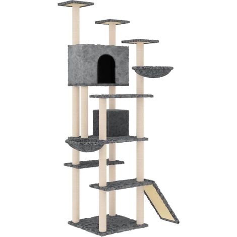vidaXL Rascador para gatos con postes de sisal gris oscuro 191 cm (1/2)