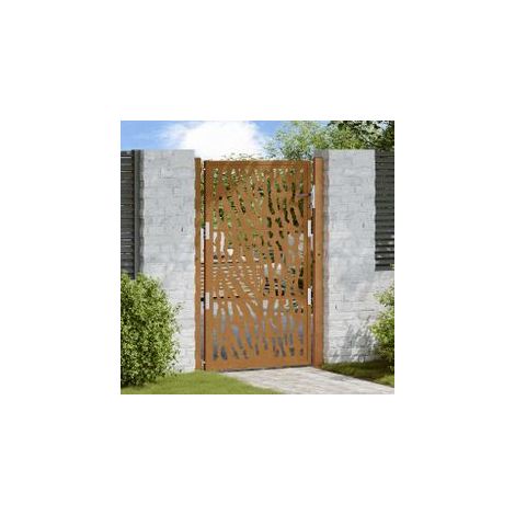 Porte de jardin acier résistant aux intempéries design tracés (1/5)
