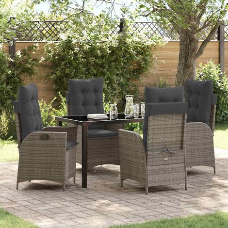 Set da Pranzo per Giardino 5 pz Grigio polyrattan vidaXL (1/5)