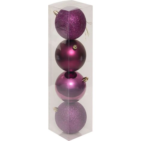 Déco de sapin Lot de 4 Boules de Noël D 8 cm - Violet - Feeric Christmas (1/4)