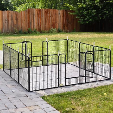 Enclos de dressage pour chiots en acier gris 12 panneaux de 80 cm (1/5)