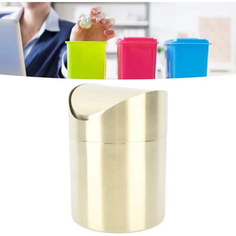 Büroabfalleimer in Goldfarbe, Edelstahl 304, kreativer Aufbewahrungseimer, Auto-Abfalleimer mit Deckel, Mini-Abfalleimer. (1/5)