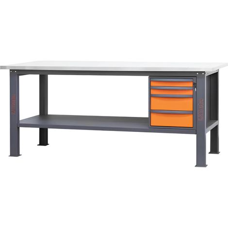 Beta C58BC-X2,1 4C/O Banco con piano MDF rivestito Inox 2,1 m e 4 cassetti (1/5)