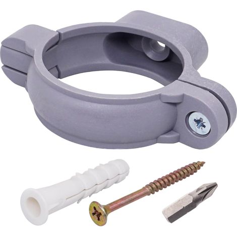 Lot de 2 colliers de serrage gris - Plastique robuste - Pour tuyaux 50 mm - Fixation murale facile - Usage industriel et domestique (1/5)