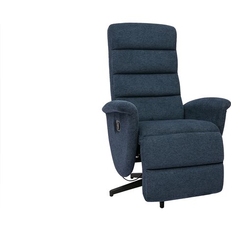 Manueller Relaxsessel aus dunkelblauem Chenillestoff NELSON