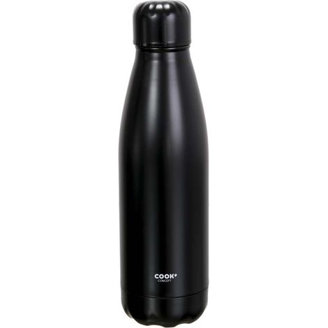 Bouteille de transport en acier inoxydable 50 cl – Double paroi – Maintien température chaud/froid – Large goulot – Noir – Cook Concept (1/5)