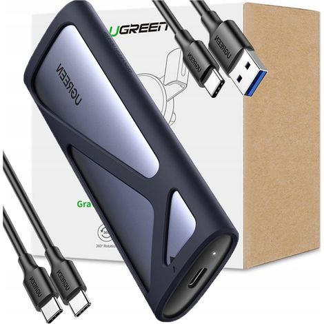 Boîtier SSD M.2 ugreen CM400, NVMe, SATA, 10 Gbit/s, USB-C (Gris)