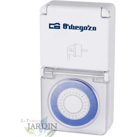 Prise Programmateur journalier mécanique inter 24 heures 3600W Orbegozo PG10