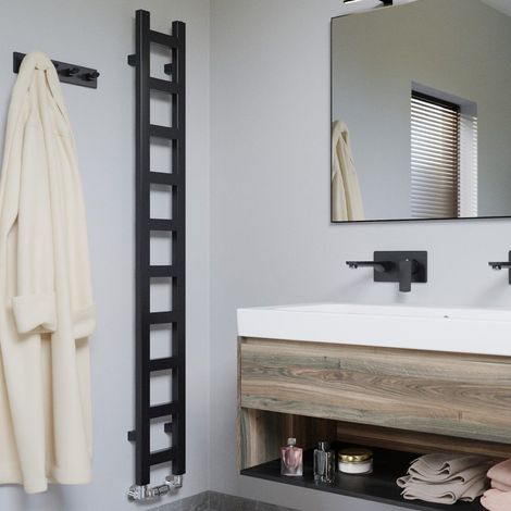 Terma Easy Designer Bathroom Heated Towel Rail Radiator Matt Black 960 x 200mm (1/5)