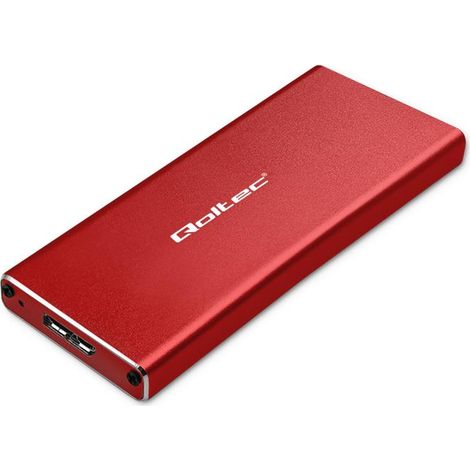 Carcasa/ranura Qoltec para SSD M.2 SATA NGFF USB 3.0 Velocidad ultrarrápida de 5 Gb/s 2 TB Rojo (1/5)