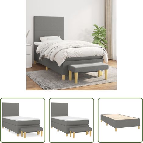 Matratze - Boxspringbett mit Matratze Dunkelgrau 80x200 cm Stoff (1/5)