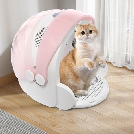 Sèche-animaux intelligent, sèche-animaux pliable rose, sèche-animaux à circulation d'air pour chats et chiens. (1/5)