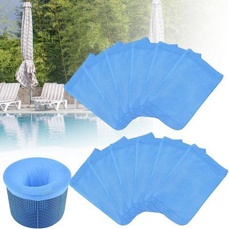 12 Chaussettes de Skimmer Piscine, Filtre Élastique en Nylon, Préfiltre Skimmer pour Panier, Accessoires Piscine Bleu (1/5)