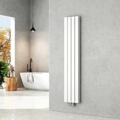 EMKE Radiateur eau chaude en acier, 160x30cm, Tube plat vertical double couche, Convient pour 11,9 m²  Blanc 889W