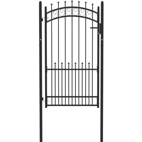 Portail, Porte de jardin, Portillon de clôture avec pointes Acier 100x175 cm Noir WFE985357 DESIGN IN (1/5)