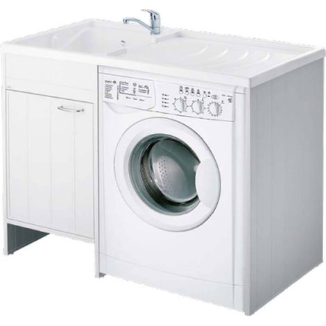Mobile Coprilavatrice 109 x 60 H89 cm - 1 Anta - Vasca In Resina PP - A Sinistra Bianco
