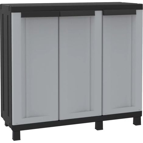 armadio basso terry "twist black 102b"  in resina grigio e nero 102x39x91,5h cm (1/2)
