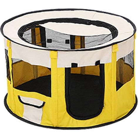 Tente pour animaux pliable, chambre de mise bas fermée, tente d'élevage pour chats, cage confortable pour chiens - Jaune (1/5)