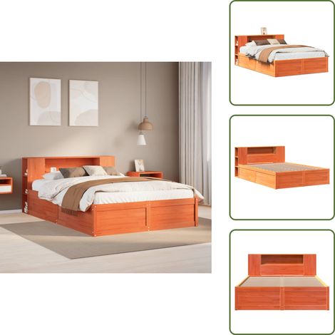 Cadre de lit sans matelas cire marron 140x190cm bois pin massif - Cadre De Lit - Cadres De Lit - Lit - Cadre De Lit En Bois (1/5)
