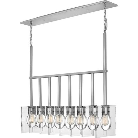 Lampadario Contemporaneo Ludlow Acciaio Nichel Lucido Acrilico 8 Luci E27 (1/4)