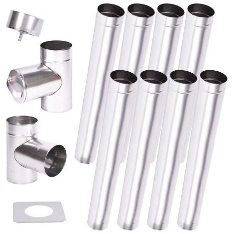 Kit de conducto de chimenea 8 m pared simple - 100/120/130/150/160/180/200 mm - Dimensiones: cama de 1.2 1.9 m