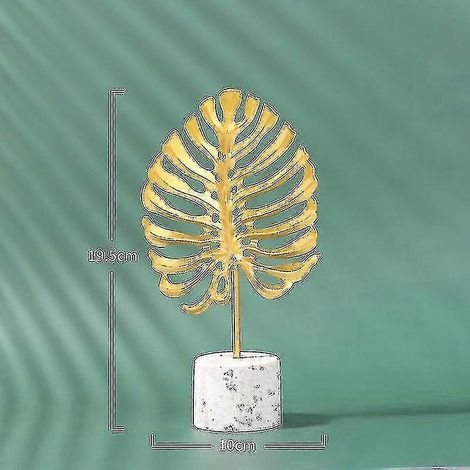 Ornements de feuilles de ginkgo doré nordiques en fer forgé, décoration intérieure raffinée, artisanat créatif en métal, base en bois, ornement de plante artificielle - taille : 1 (1/3)