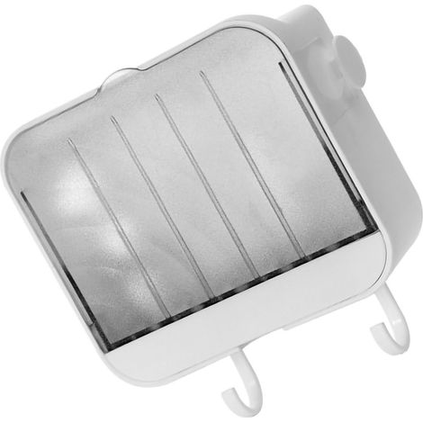 Badezimmer-Set ohne Bohren, ohne Imitation: Kreative, doppelwandige, staubdichte Seifenschale mit Abfluss zur Wandmontage, weiß (1/3)