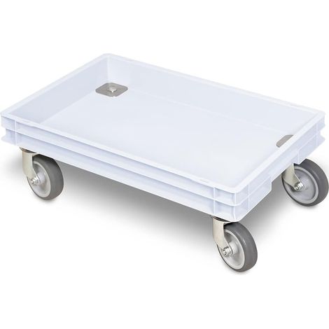 BRB Rollkasten für 600x400mm Eurobehälter, graue Gummiräder, TRG 100 kg, weiß (1/3)