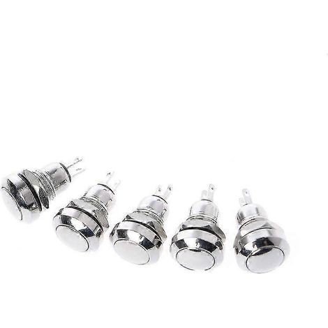 Lot de 5 mini-interrupteurs à bouton-poussoir momentanés en métal de 8 mm, 2 broches, 3 A/250 V CA, 2025 (1/5)