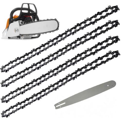 Guide Bar & 4 Chainsaw Chains 52 Links / Drive Links, 3/8" Pitch, 0.05" Gauge (14" 35 cm) (1/4)